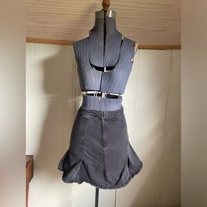 So high rise black stretchy jean tennis skirt